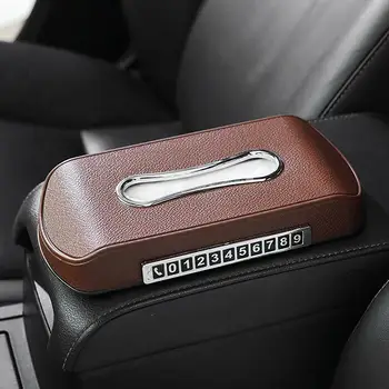 

Home Car Tissue Box Holder with Luminous Phone Number & Anti-slip Mat Faux Leather Tissue Paper Box Case Tissue Container Boxes