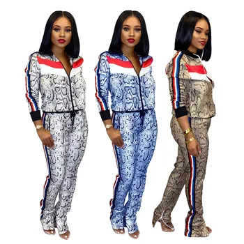 

Women's Long Sleeve Printed Coat Sports Suit Casual Ribbon 2 Piece Outfits for Women Chandal Mujer 2 Piezas Women's Tracksuits