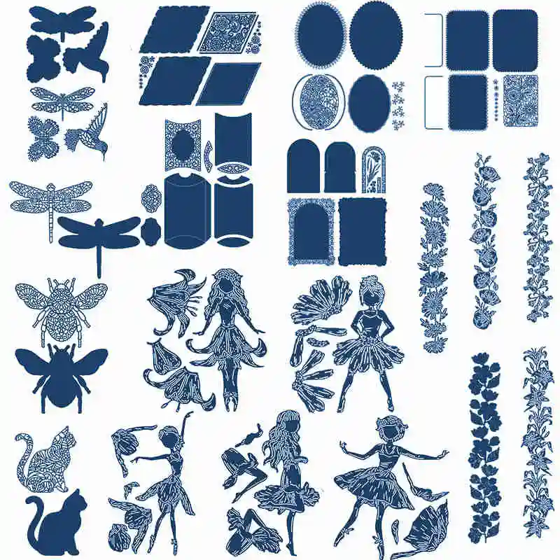 

Basic Frames Wisteria Flowers Dancing Girls Metal Cutting Dies for DIY Scrapbooking Paper Cards Decorative Crafts New 2019 Die