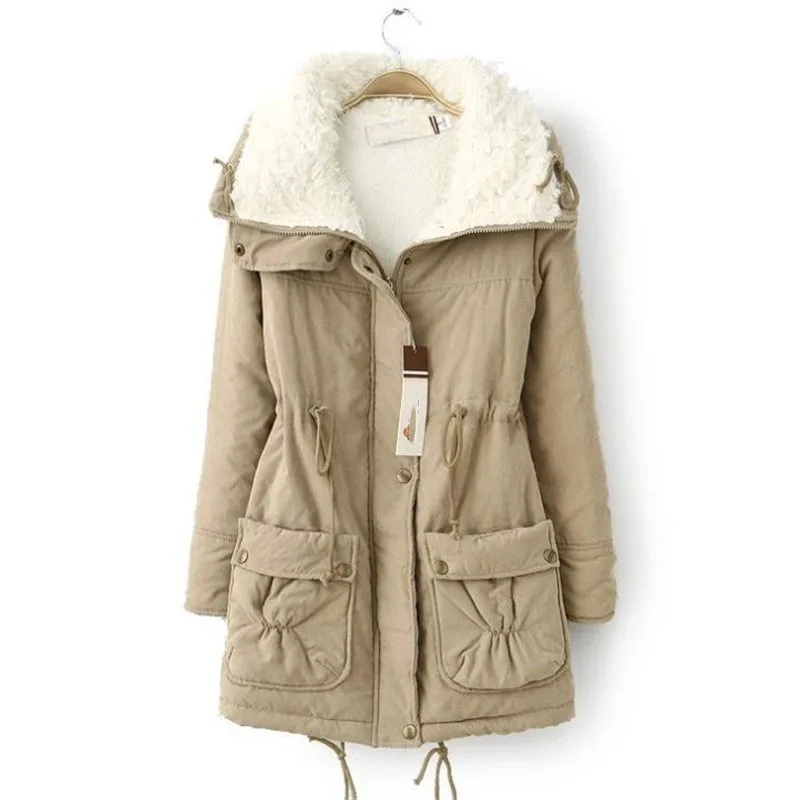 

2019 Korean Warm Thick Female Cotton Women's Parkas Long Velvet Solid Lambskin Coat Winter Coat Outwear Plus Size