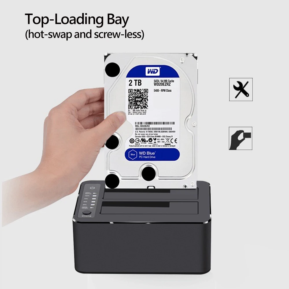  25/35 pulgadas Dual SATA HDD estación de acoplamiento USB 30 carcasa externa con función de clon si