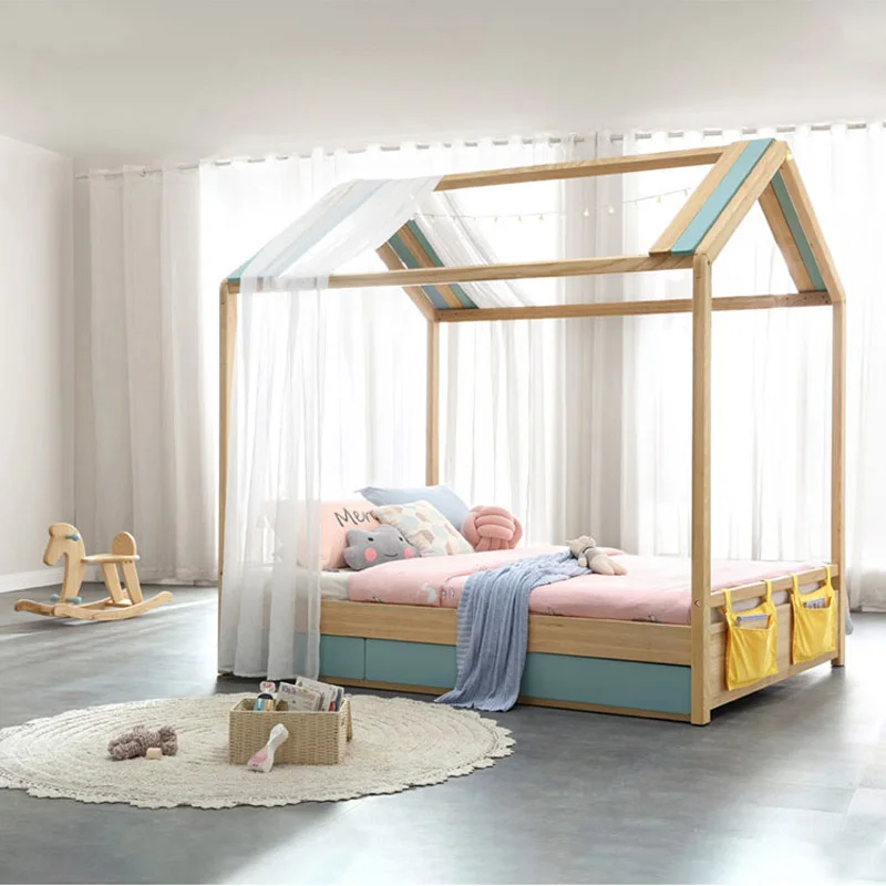 Children Dreaming Bed Princess Room Bed With Net Yarn 1 2 Meters 3 Drawers Storage Children Bed Children Beds Aliexpress