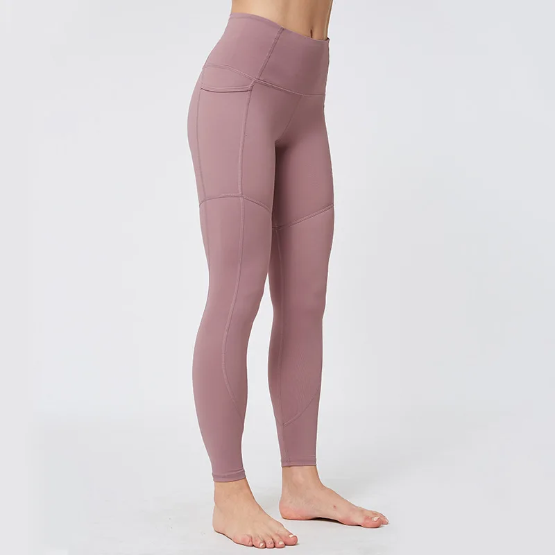 

Feather Dance Women Workout Leggings Yoga Pants with Pocket Pantalones Mujer Cintura Alta Nylon Spandex Breathable Quick Dry