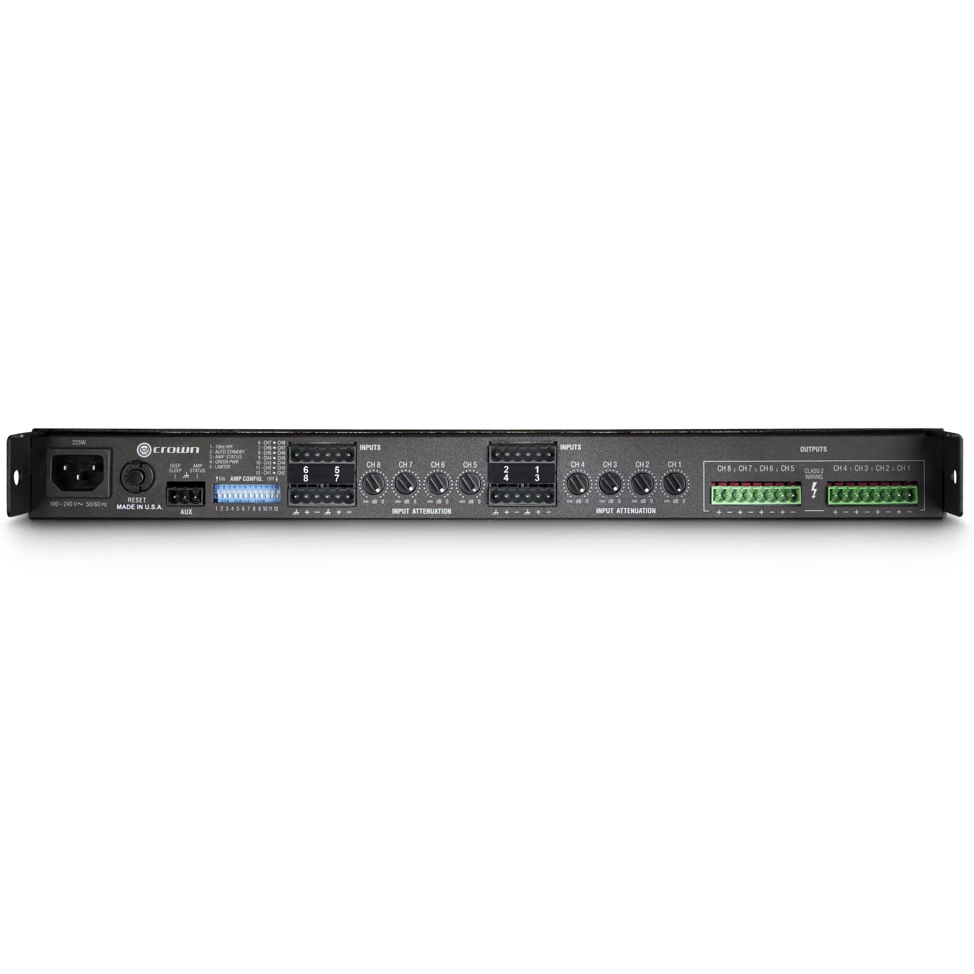크라운 오디오 8 채널 랙 마운트 파워 앰프, CT8150, 8 옴에서 125W 채널