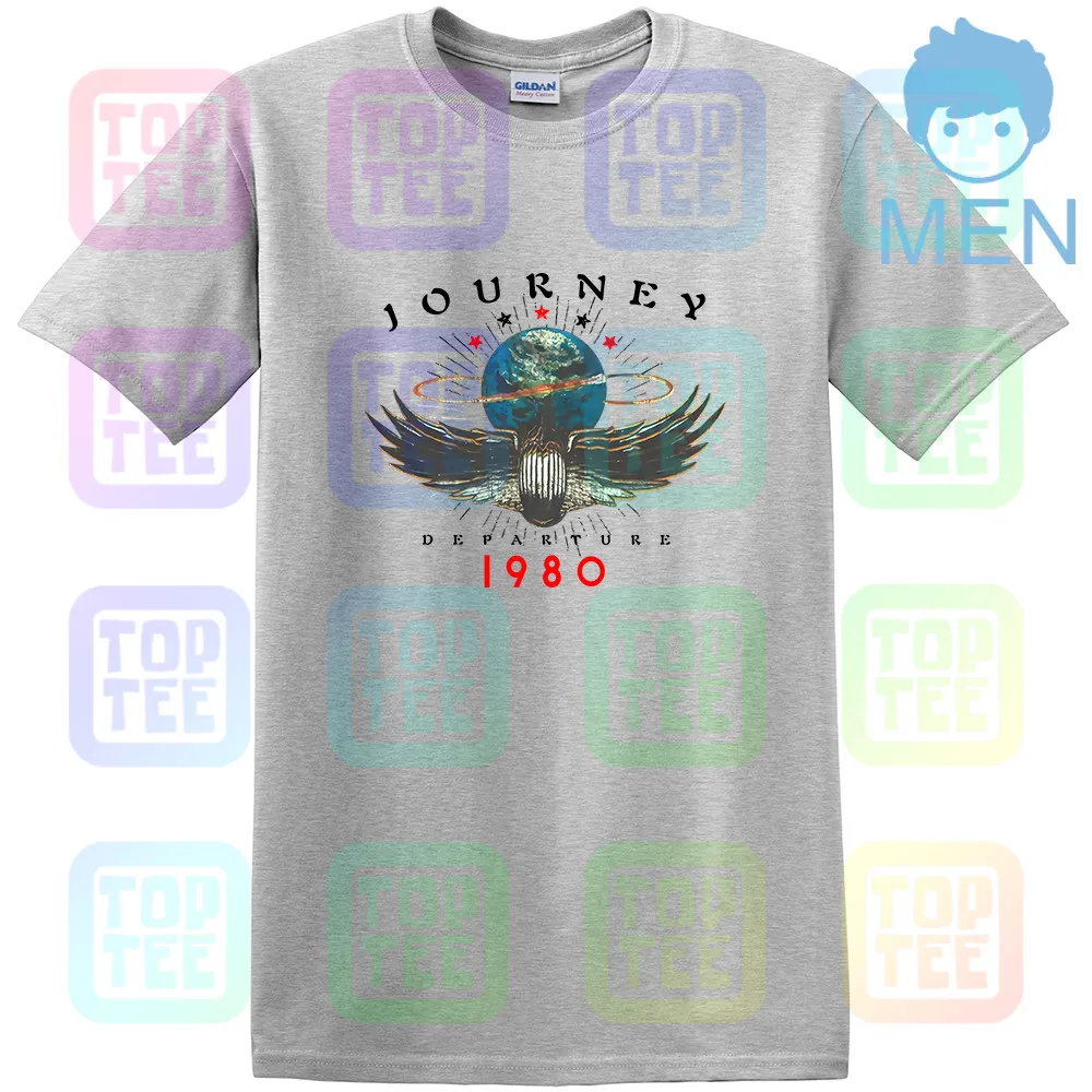 Journey 1980 дым вылет музыка рок группа взрослых Мужская футболка JOU547 - Цвет: MEN-GRAY