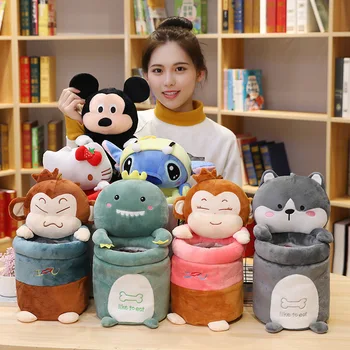 

2020 new cartoon plush dinosaur monkey cat toy stuffed pet body store bag cute creative dolls for kids children Xmas gifts