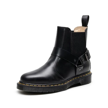

Women Slip On Ankle Boots Woman British Vintage PU Leather Boots Martin Shoes man Luxury Spring Platform Fashion Ladies Shoes