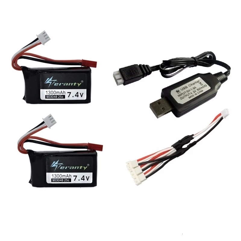 Обновленная батарея 7,4 в 1300 мАч LiPo+ зарядное устройство для Wltoys V353 A949 A959 A969 A979 k929 Дрон батарея для RC автомобилей вертолетов лодки - Цвет: Синий