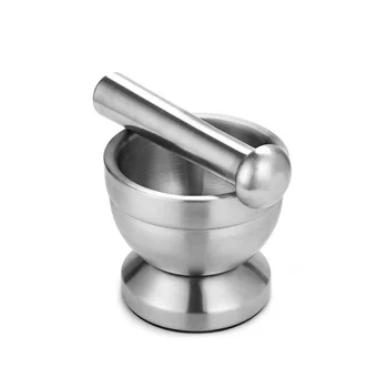 

1 Set Stainless Steel Mortar Pestle Garlic Pounder Spice Mill Pharmacy Herbs Bowl Crusher Grinder Kitchen Tool