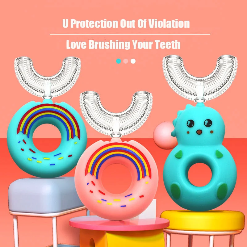 

U-Shaped Baby Mouth Toothbrush Children’s Teeth Oral Care Cleaning Barush Soft Silicone Tips Manual Kids Teeth Tooth Brush