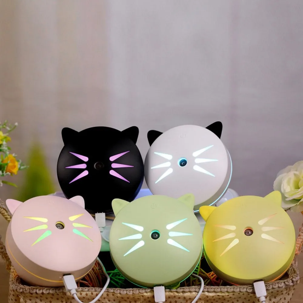 

Cute Cat Essential Oil Diffuser Mini Ultrasonic humidifier LED Night Light USB Aromatherapy Fogger humidifiers Facial Care Tools