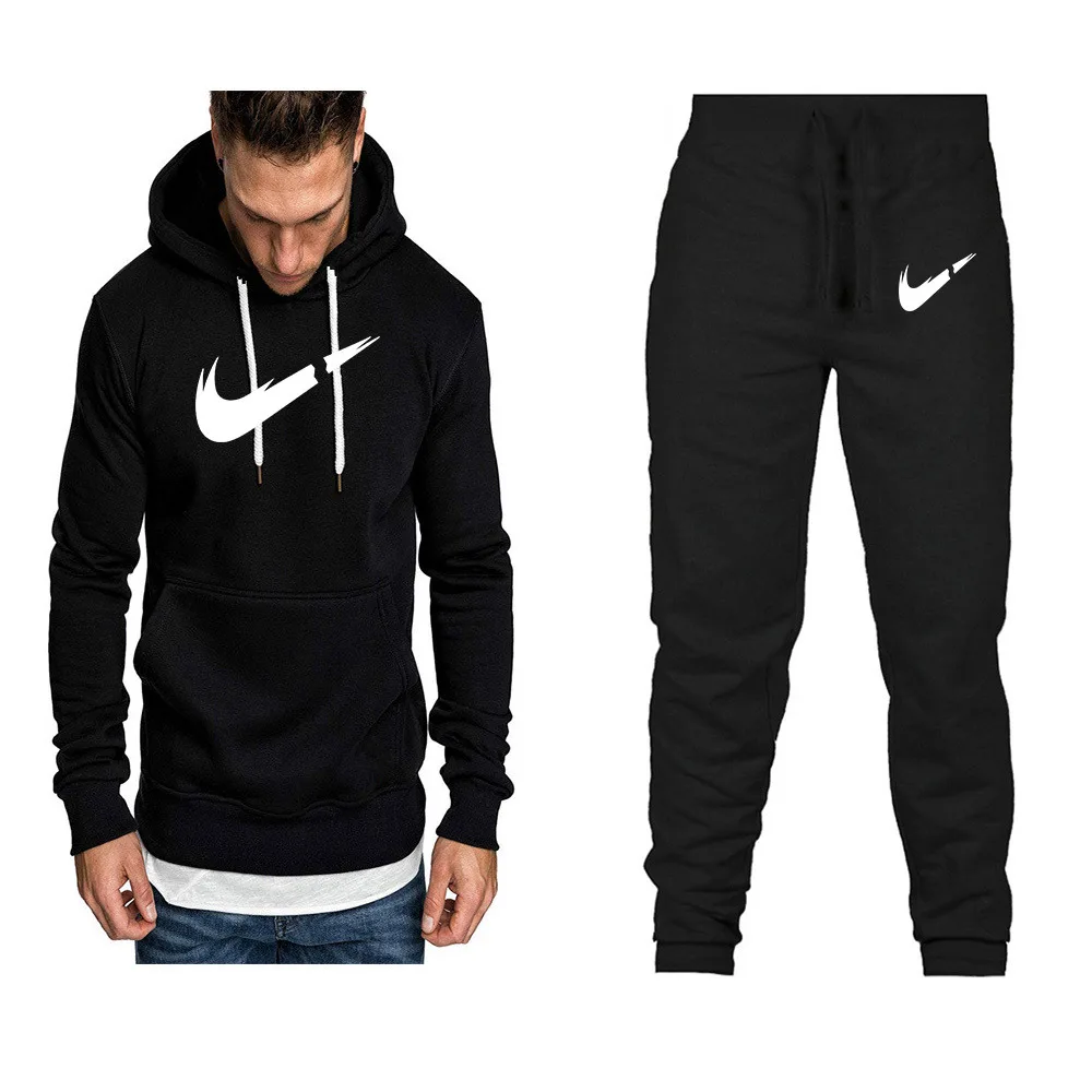 

Fashion Brand Men And Women Mixed Colors Hoodie Spring And Autumn Set plus Velvet Printed Coat Hoodie Sports Set