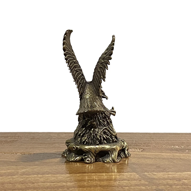 Antique Solid Copper Ornaments Bronze Flying Eagle Statue Brass Miniatures Figurines Home Decorations Office Desk Decor Tea Pets ornament crafts miniature figurines