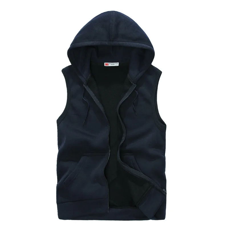 Men Hooded Solid Color Thin Cashmere Waistcoat Business Attire Spring And Autumn Hot Selling Versatile Sleeveless Hoodie Coat Me