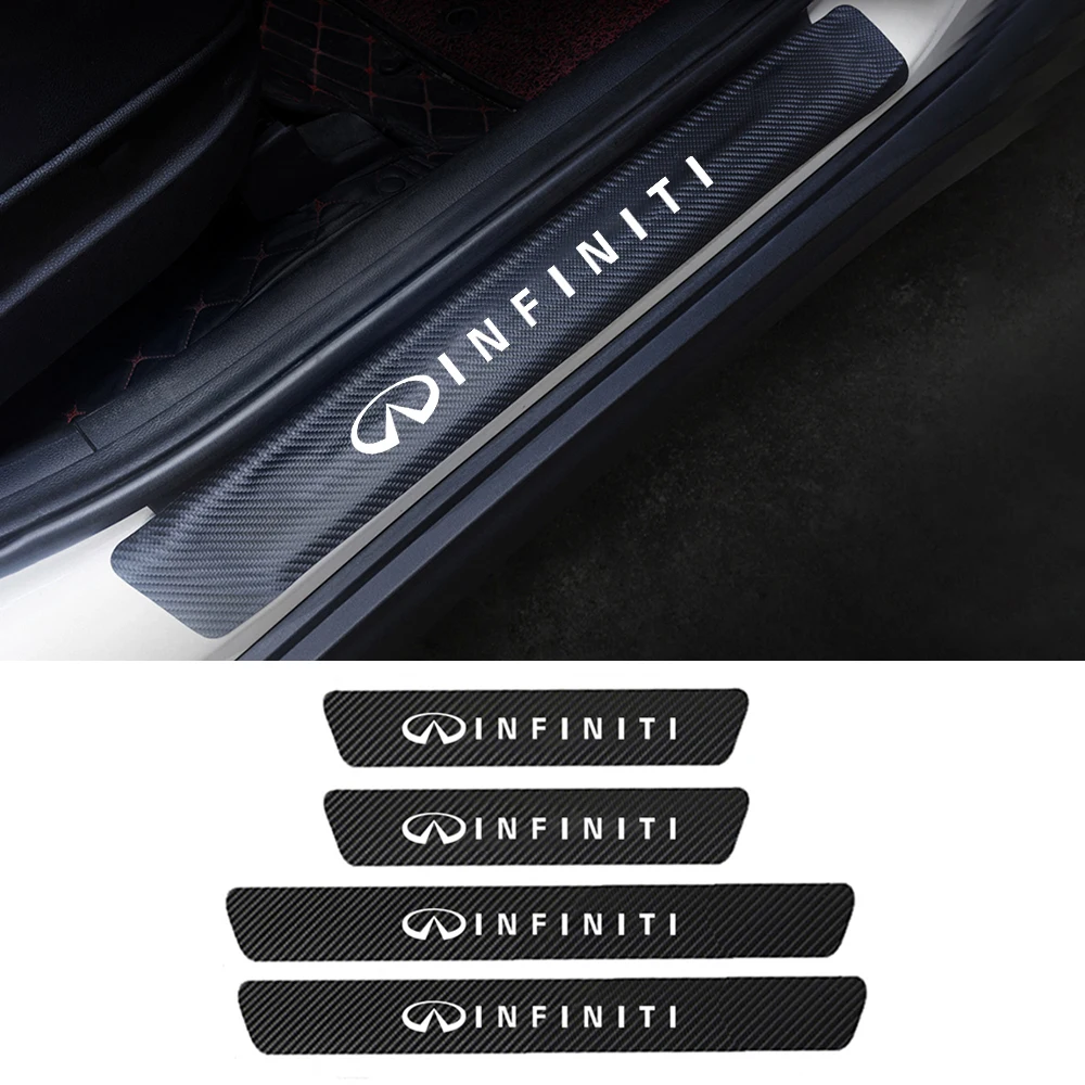 4 шт. углеродное волокно автомобиля порога потертости против царапин стикер для