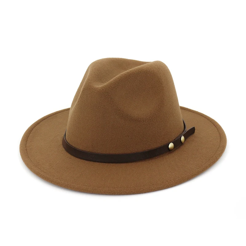 Khaki fedora FS розовая фетровая шляпа для женщин и мужчин, шерстяные зимние фетровые шляпы, модная черная джазовая шляпа, шляпка, шляпа сомбреро, винтажная женская шляпа - Цвет: Khaki fedora