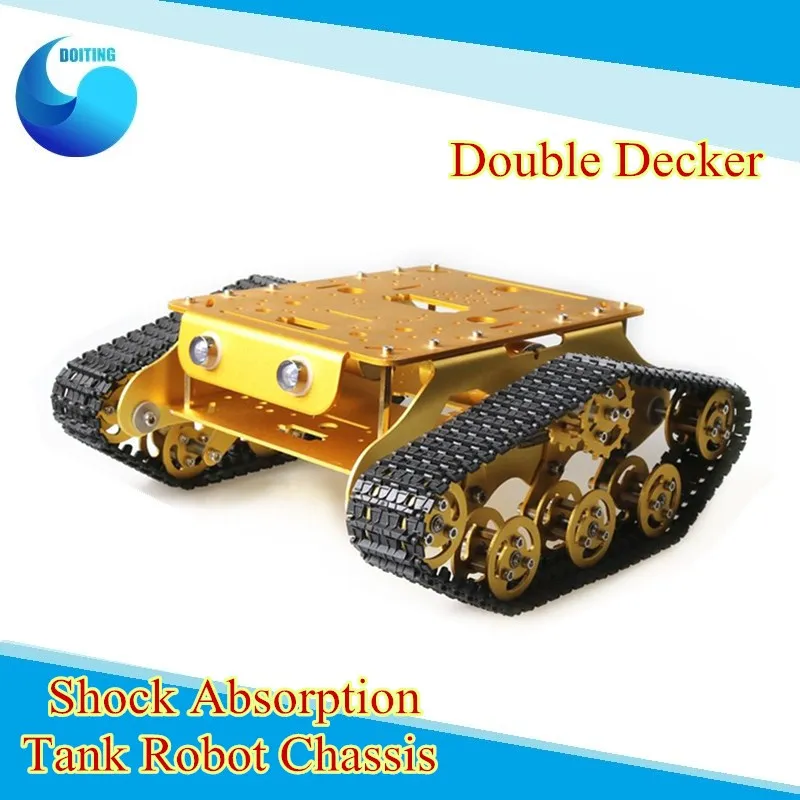 Caeser TS200 Suspension Shock Absorption Tank Robot Chassis Metal Tracked Robot Tank Chassis Platform for Arduino Control