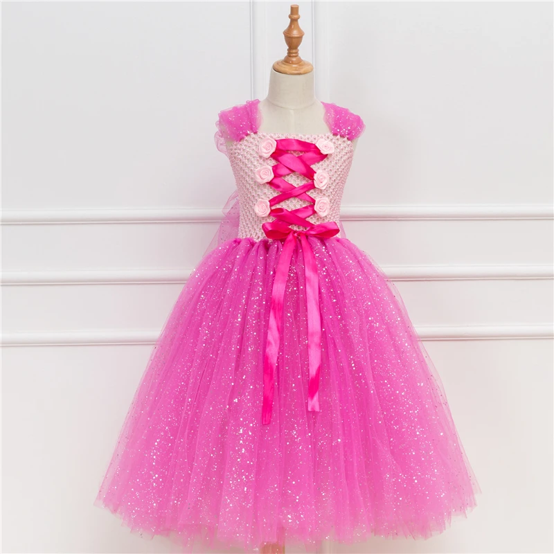 

Girls Pink Princess Dress Costume Cosplay Petal Princess Fancy Dress For Children Halloween Costume For Kids Carnival Dress
