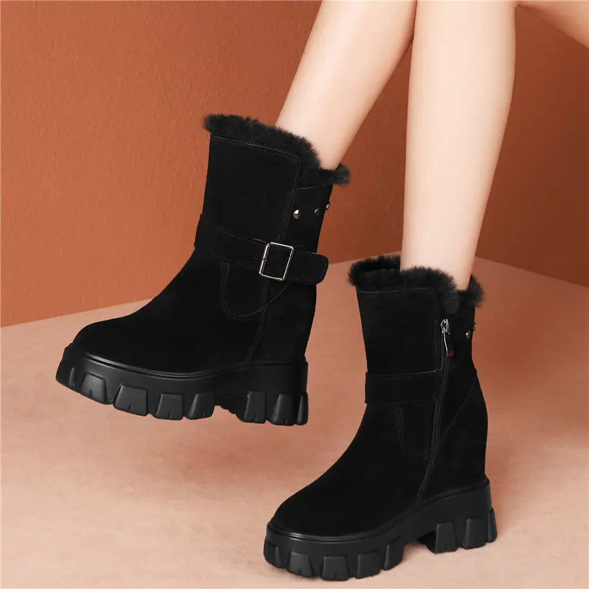 Boots Hidden Wedge High Winter Sneakers Wedge Boots Fur Boots Hidden Wedge Heel Women's