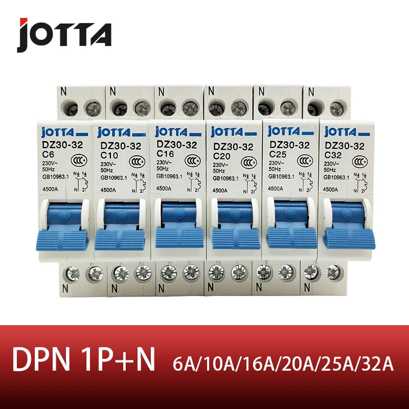 Мини выключатель JOTTA DPN 1P + N MCB 10A 16A 20A 25A 32A|Автоматические выключатели| |