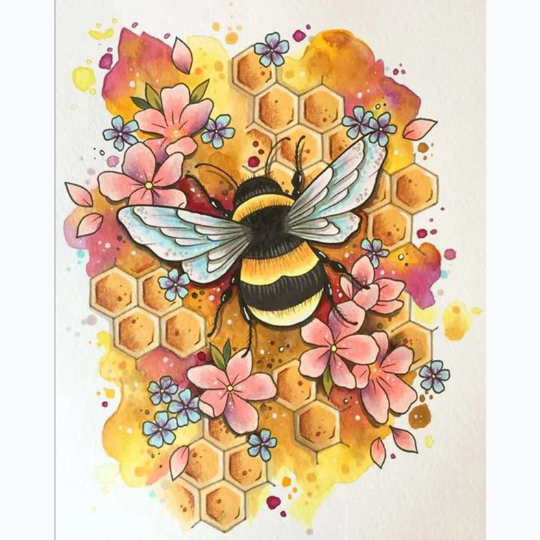 Алмазная 5D картина цветок пчела вышивка крестиком полная выкладка Декор для дома
