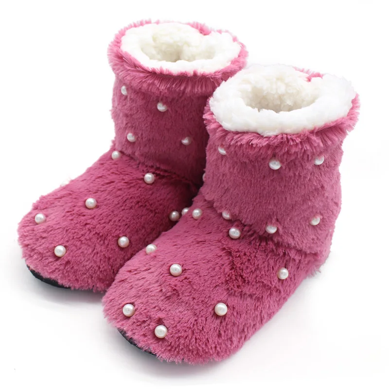 

Women Fur Slippers Winter Butterfly Knot Plush Keep Warm Indoor Slippers Women Rubber Cozy Home Shoes for Girls Antiskid EABXZ