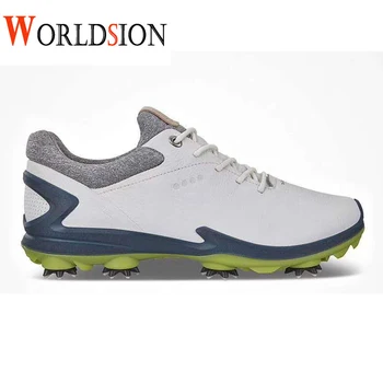 

Training Spikes Golf Sheos Men White Genuine Leather Golf Sneakers Outdoor Jogging Walking Shoes Anti Slip Golfers Sneakers