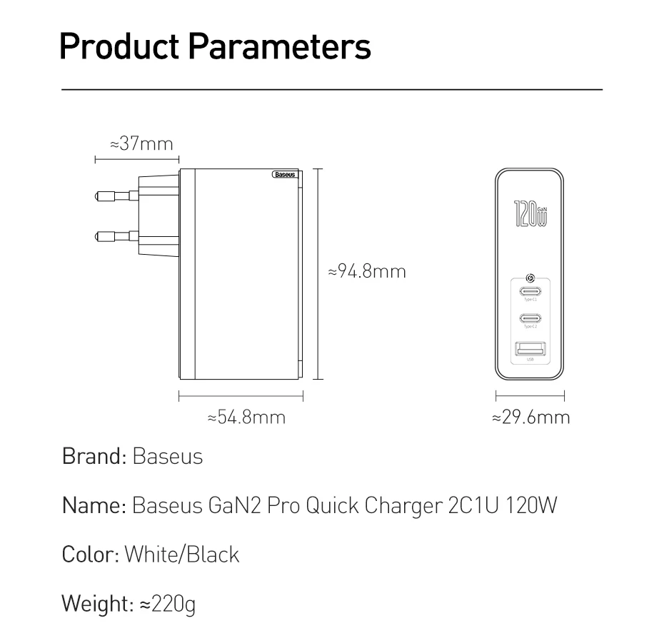 mobile phone chargers Baseus GaN Charger 120W USB C PD Fast Charger QC4.0 QC3.0 Quick Charge Portable Phone Charger For iPhone Macbook Laptop Tablet 65w charger