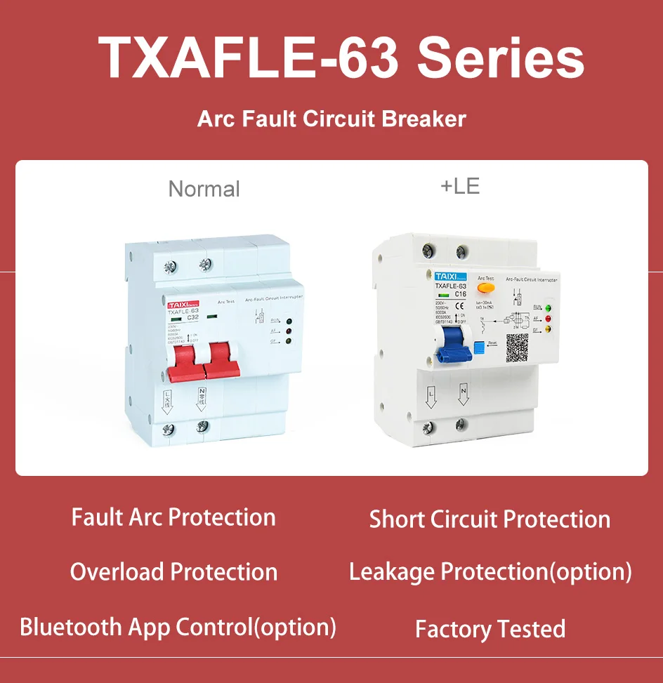 Дуговой выключатель TXAFLE-63 AFCI с bluetooth-контроллером для пожарных патрульных шкафов и оборудования для предотвращения дуги