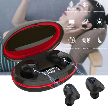 

Bluetooth 5.0 Earphones Wireless TWS Earbuds With Display Surround Sound Effect With 300mAh Charging Compartment Voice Control