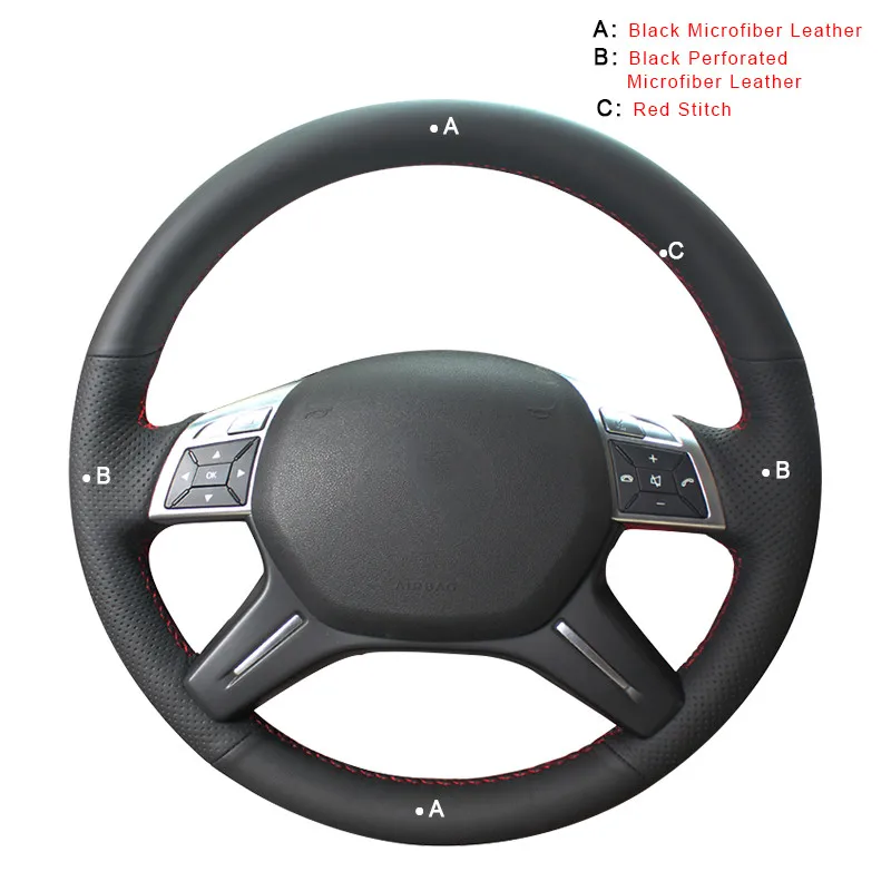 Microfiber Leather Авто оплетка на руль Крышка для Mercedes-Benz GL350 ML350 DIY автомобиля оплетка колеса Чехлы для интерьера аксессуары для автомобиля-Стайлинг - Название цвета: Microfiber Leather