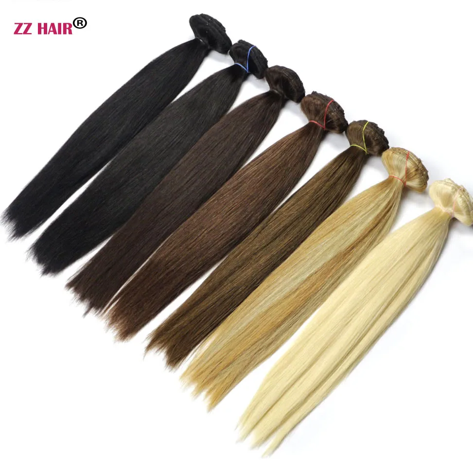 ZZHAIR 140 г-280 г 1"-24" волосы remy, сделанные в машине, 10 шт. в наборе, человеческие волосы для наращивания на заколках, набор на всю голову, Натуральные Прямые Волосы