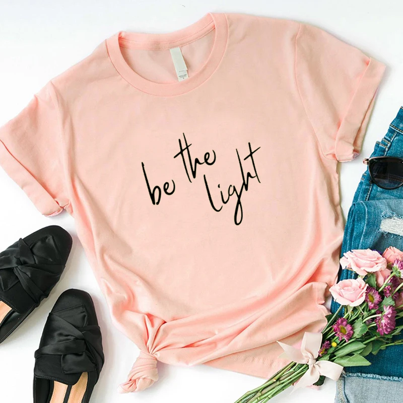 peach tee black text Света Одежда унисекс футболка стильные, с коротким рукавом хлопковая футболка текстами и сюжетами из Библии и изображением Иисуса Христа Графический перстень из нержавеющей стали для фотосъемки в стиле гранж с изображением футболки - Цвет: peach tee black text