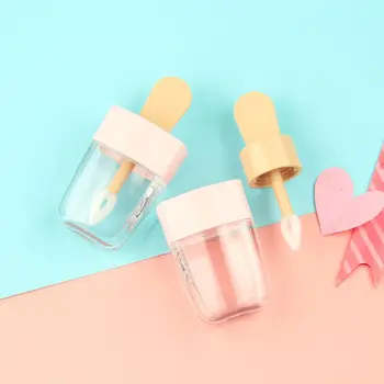

5Pcs/Set Clear Ice Cream Lip Gloss Tube Empty Lip Balm Container with Lid DIY Refillable Lipstick Samples Bottle Travel Portable