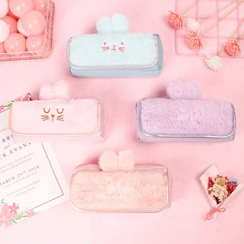 

Cute Plush Pencil Case Large Capacity Pen Case Kawaii Rabbit Pencil Bag For Girls Gifts School Office Supplies Stationery