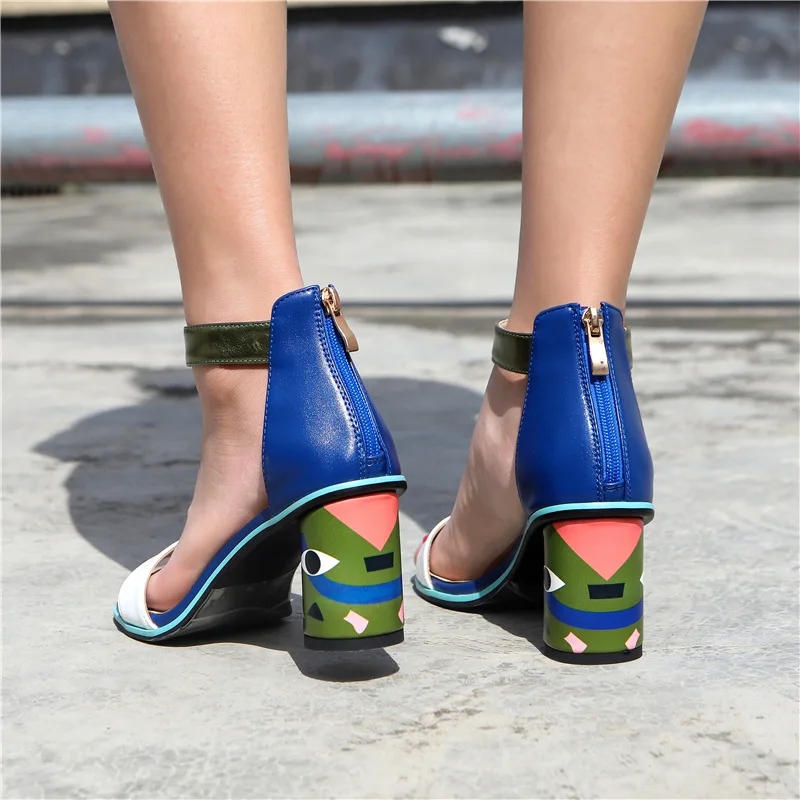 FEDONAS Women Sandals Prints High Heels Summer Party Wedding Shoes Microfiber Woman Sexy Peep Toe Heels Pumps New Sandals