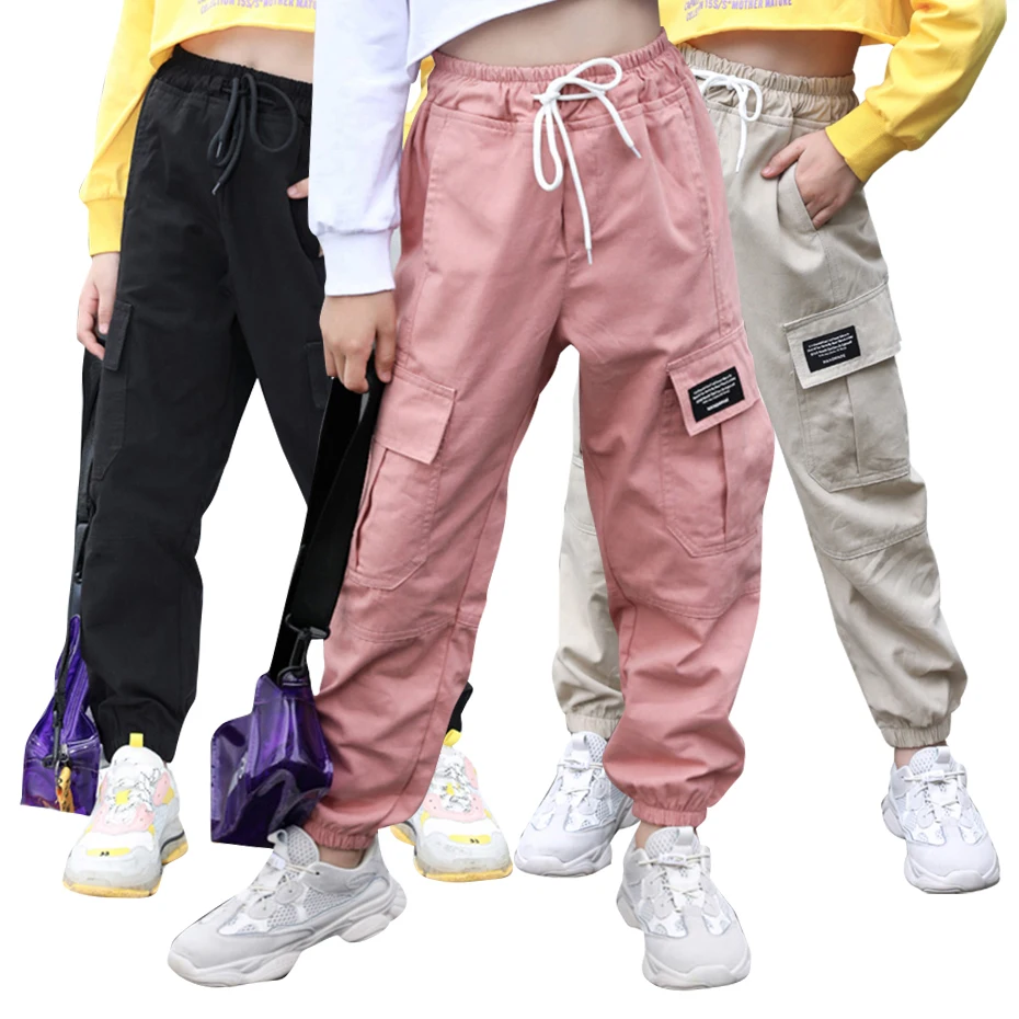 Pantalones deportivos de niñas, ropa informal con estampado de camuflaje, Cargo, color rosa, para primavera AliExpress