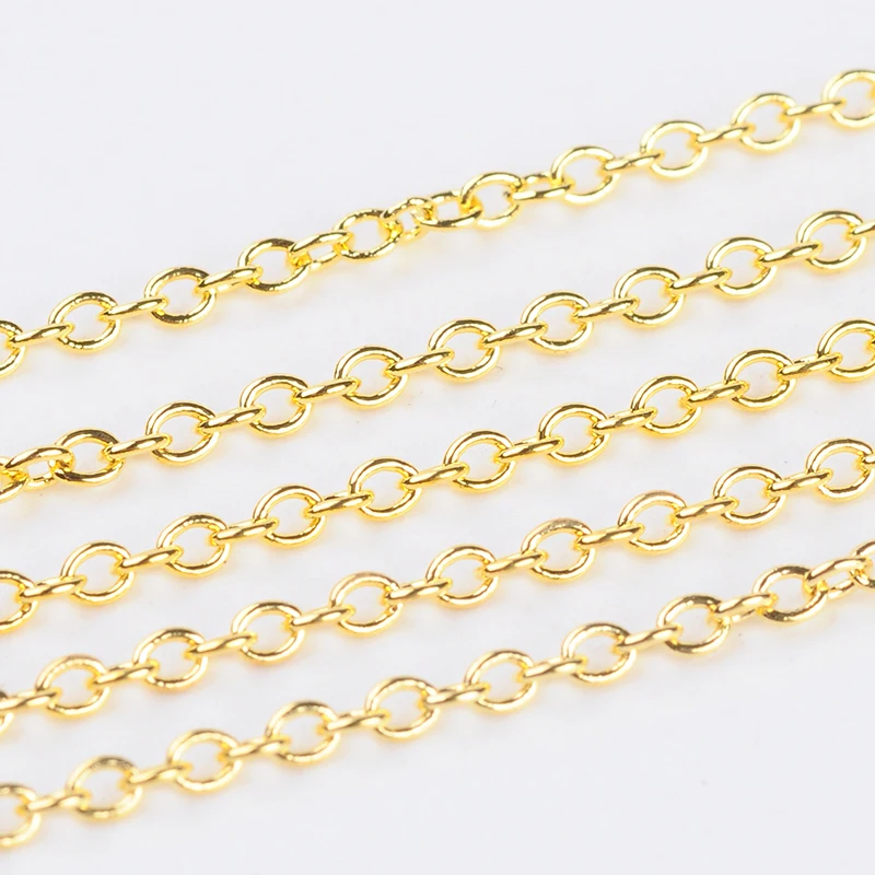 92 м/рулон 2x1,5x0,5 мм латунные золотые цепочки крест для изготовления ювелирных изделий браслет ожерелье, без никеля, сохранение цвета