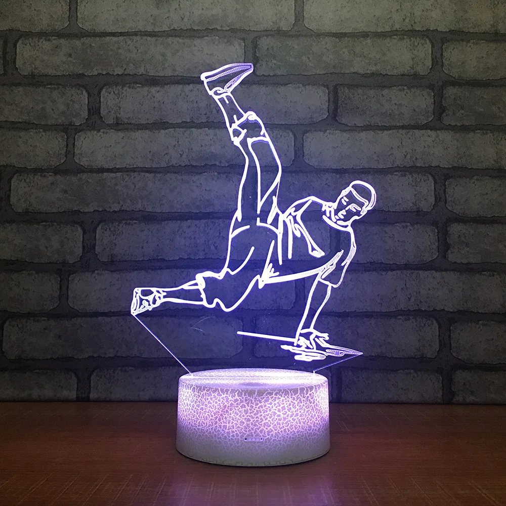 

Hip-hop Dancer 3D Illusion Lamp breaking Street Dance LED 7 Color Touch Sensor USB Operated Gifts For boys Music Desk Lamp