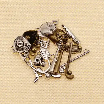

Hot Sale 18 Pieces Helmet Racket Baseball Bat Golf Clubs Random Mixed No Designated Styles Charms Pendant Accessories Jewelry