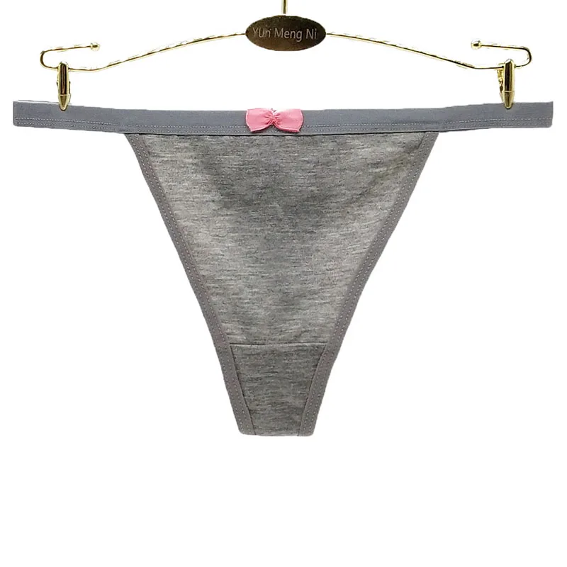 6pcs/lot Cute And Sexy G String Low Waist Bow Lady Thongs Fashion Solid Color T-back Cotton Breathable Underwear Panties 40