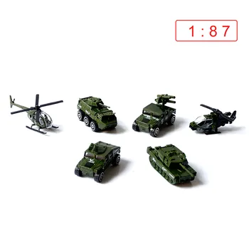 

6Pcs/set 1:87 HO Scale Military Team Vehicle Model Sand Table Scene Ornaments For DIY Model Building Kits - Random Color
