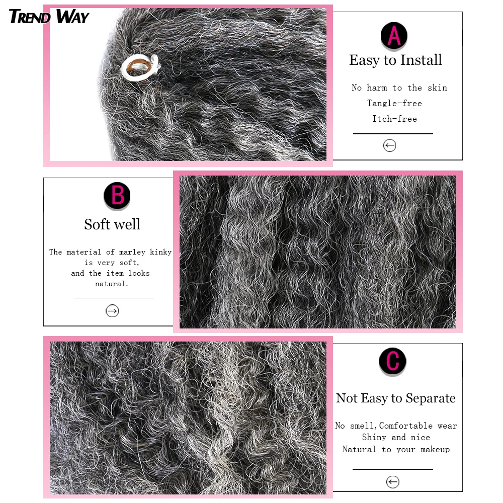 18Inch Synthetic Afro Puff Marley Braids Hair Long Crochet Kinky Curly Hair Wonder Lady Extensions Blonde Grey Red Summer