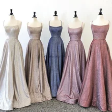 Vestido de festa, платья на тонких бретелях для выпускного вечера,, блестящее платье для выпускного вечера, корсет на спине, ТРАПЕЦИЕВИДНОЕ длинное платье для женщин, Robe De Soiree