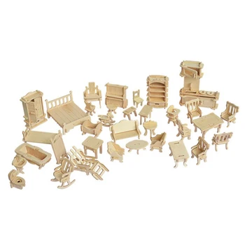 

Miniature 1:12 Dollhouse Furniture for Dolls,Mini 3D Wooden Puzzle DIY Building Model Toys for Children Gift