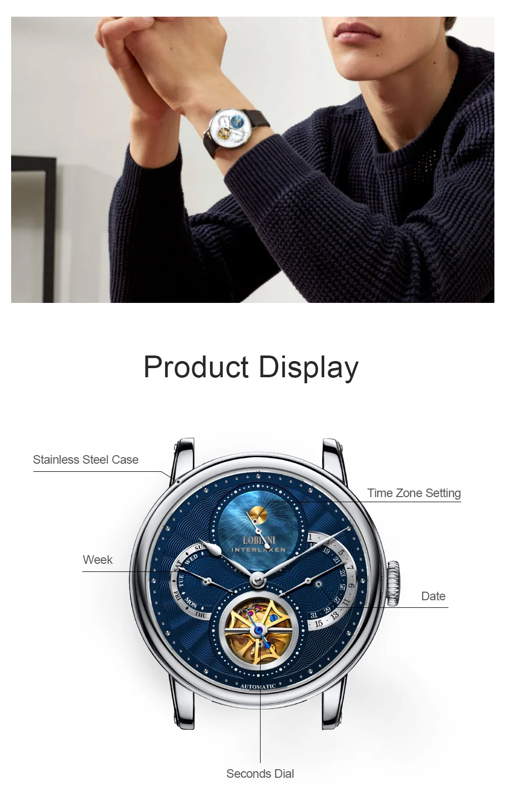 LOBINNI, часы с римским циферблатом, мужские,, relogio masculino, автоматическая передача, механические бренды, сталь, orologio, кожа, стоимость, наручные часы