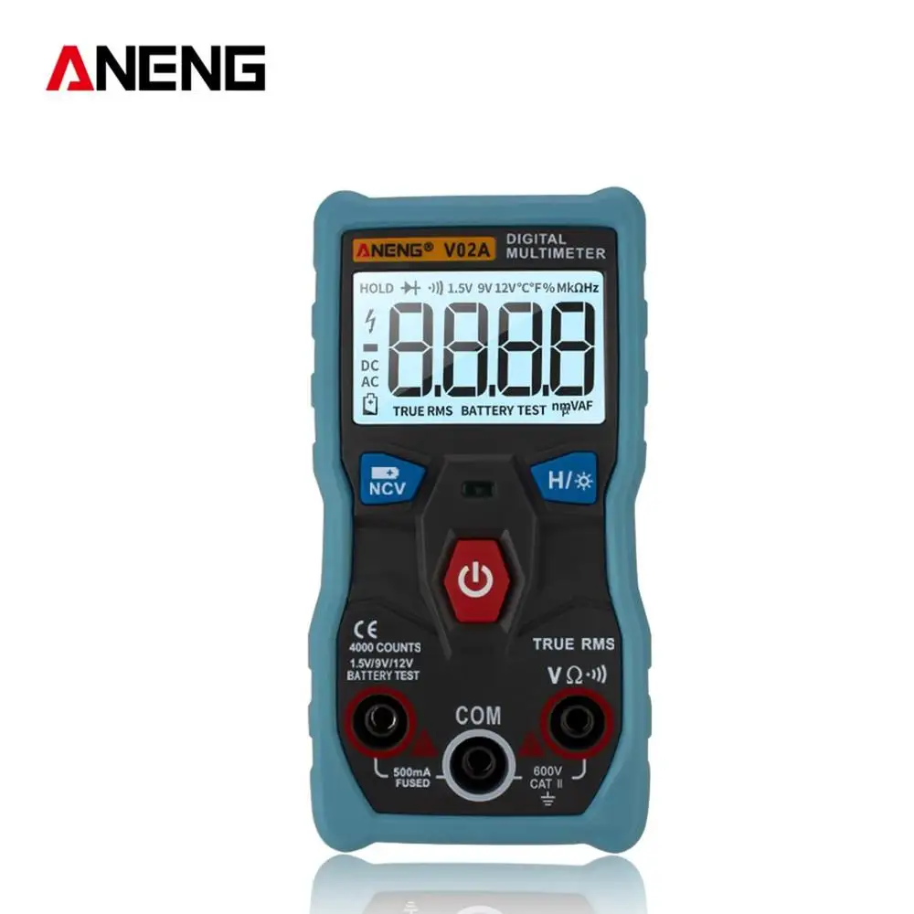 Aneng V02A мультиметр для передачи данных Ncv цифровой ЖК-дисплей Вольтметр переменного/постоянного тока Автоматический диапазон диодное Сопротивление Частота Емкость Тестер - Цвет: blue