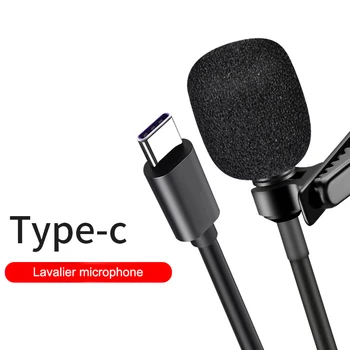 

Phone Microphone with Collar Clip Omnidirectional Condenser Microphone for Type C Interview Vlog Live PUO88