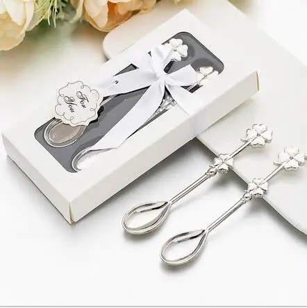 

10 шт./лот оригинальная практичная подарок новинка небольшой подарок из нержавеющей стали 4 листа травы кофейная ложка