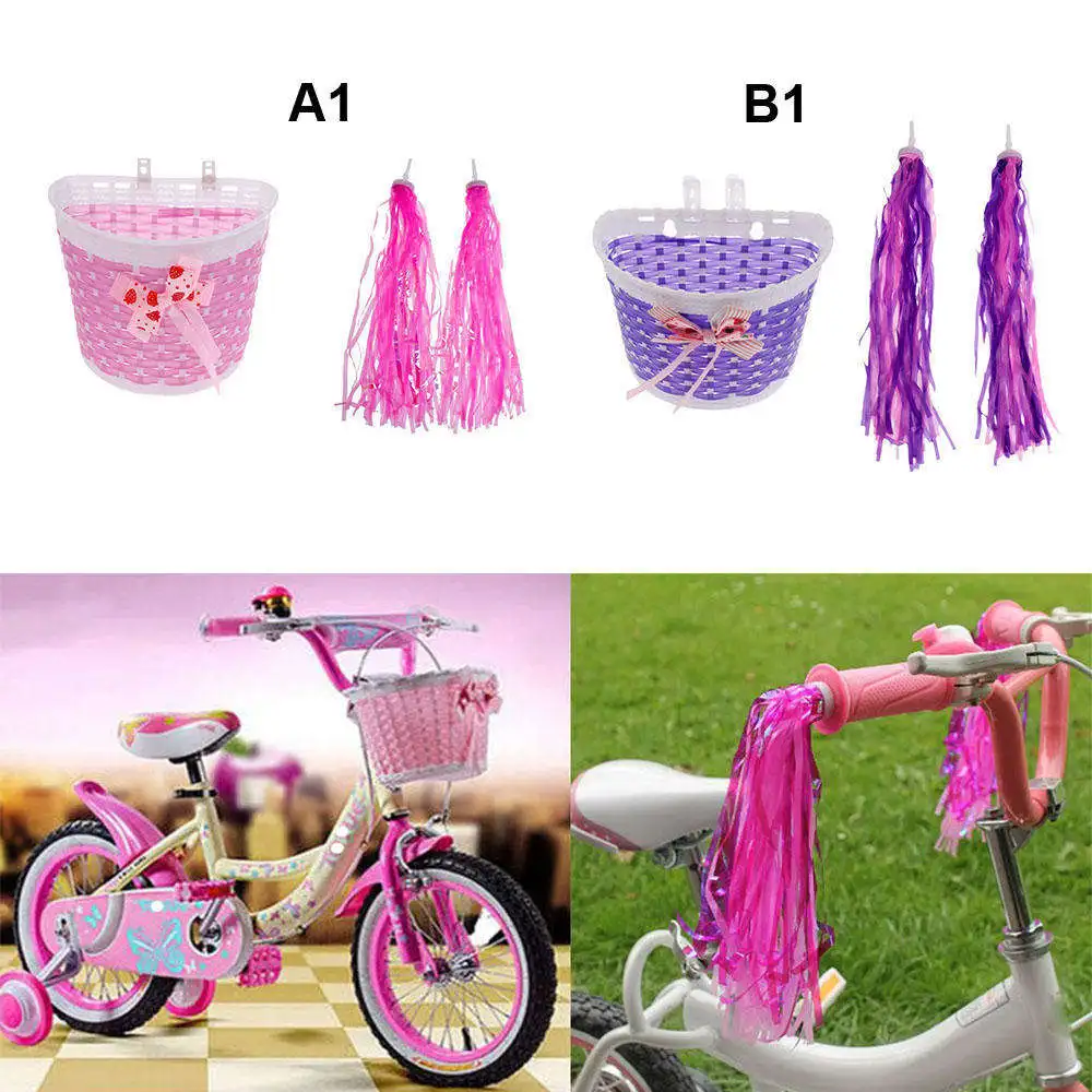 Triciclo streamer manillar pinzamientos decoración Front manillar cesta lila 